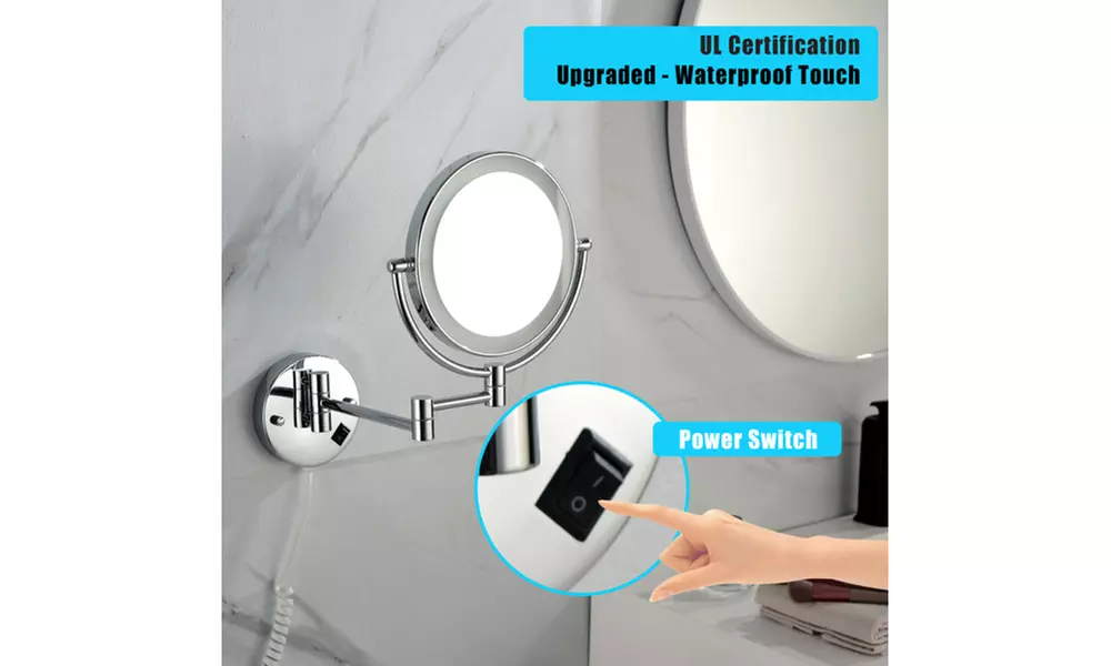 LED Wall Mount Two-Sided Magnifying Makeup Vanity Mirror