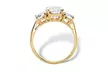 3 Cttw. Solid 10k Yellow Gold Round Cubic Zirconia 3-Stone Engagement Ring - Second Medium