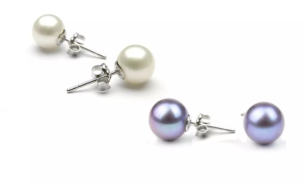 Set of 2 8mm Pearl Stud Earrings