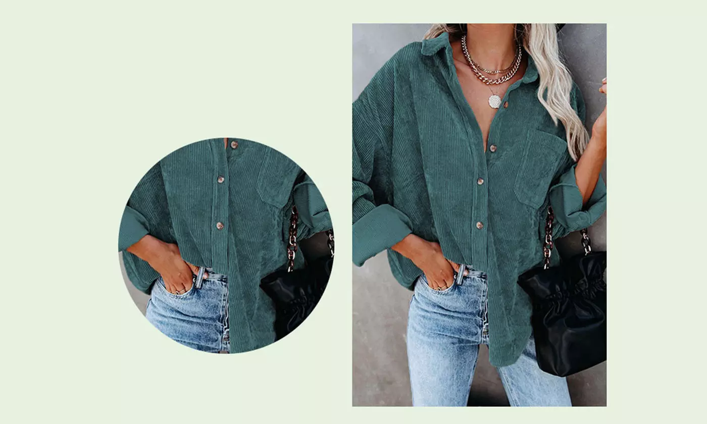Women Loose Casual Corduroy Button Down Shirts Long Sleeve Blouses Tops