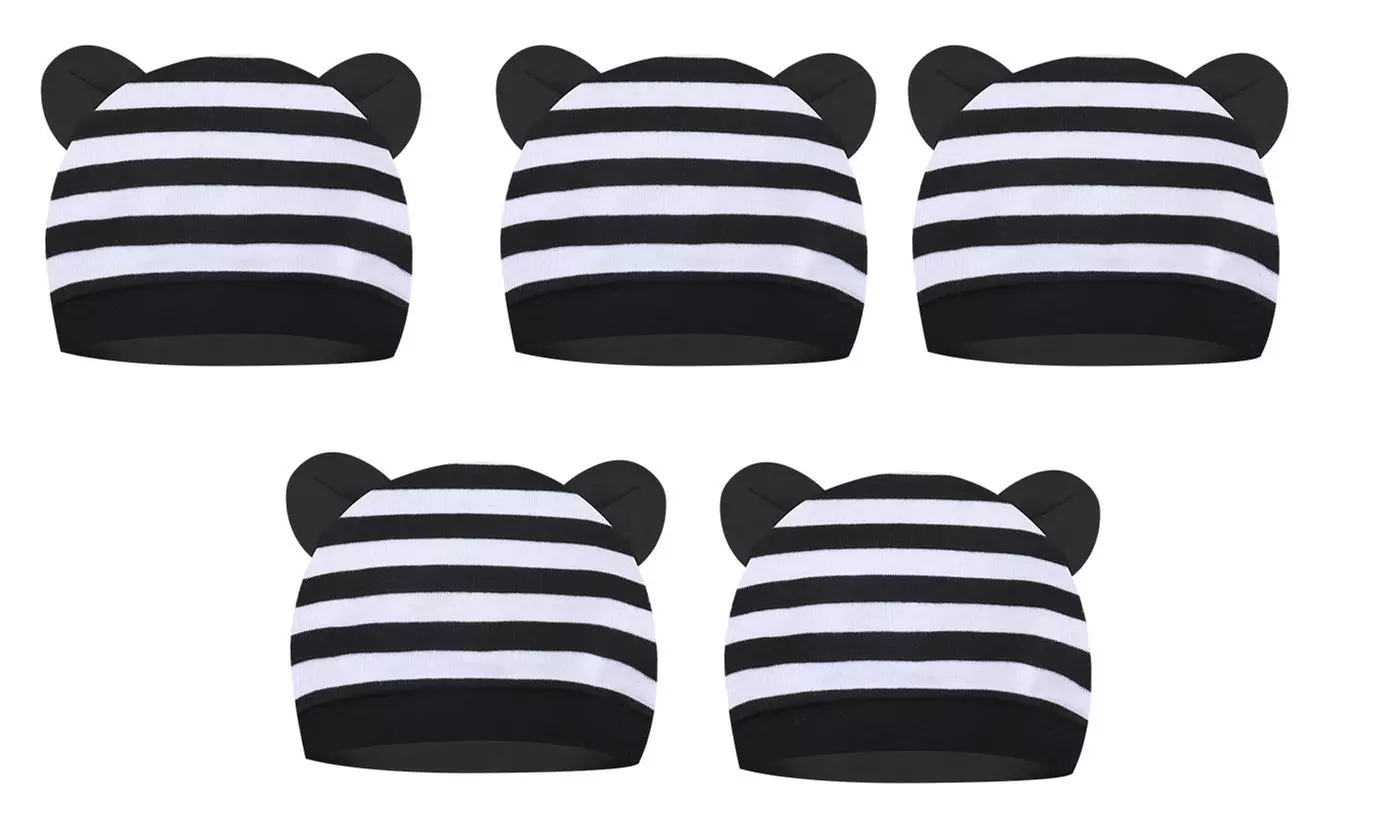 5 Pieces Newborn Baby Hats Bear Ears Infant Beanie Caps