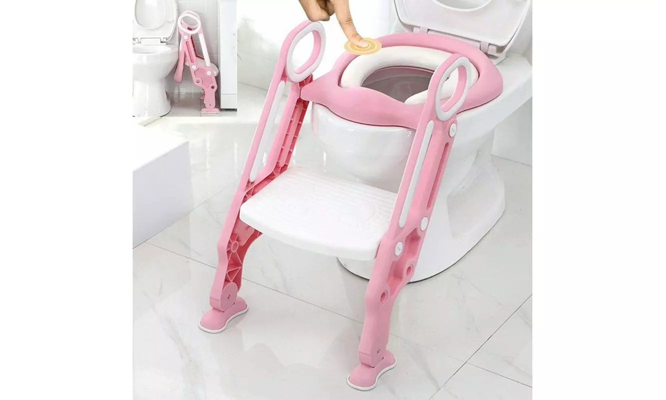 Kids Trainer Toilet Potty Training Seat Baby Toddler Chair Padded Seat Ladder - Primary Image