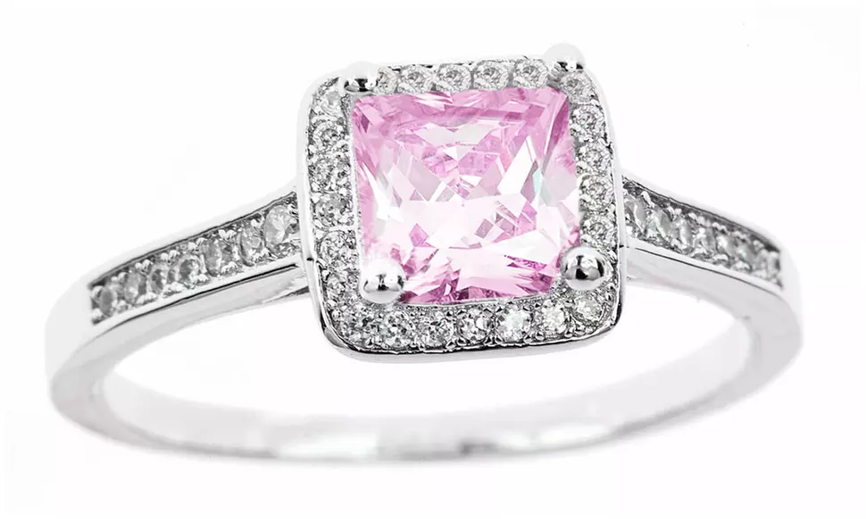 Princess Cut Birthstone Halo Rings By Mina Bloom Size 6-9