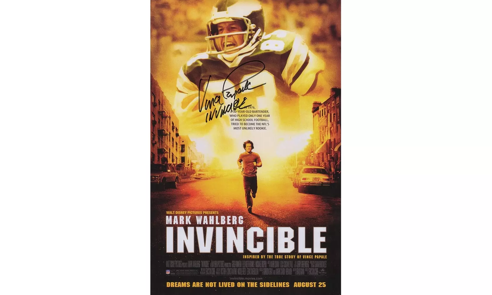 Vince Papale Signed Invincible 11x17 Movie Poster w/Invincible - Primary Image