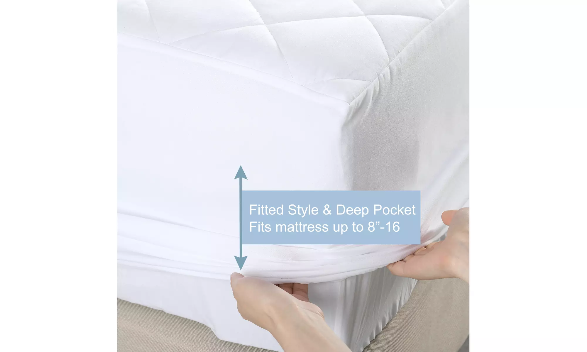 Diamond Quilted Mattress Pad Cover with 16" Deep Pocket