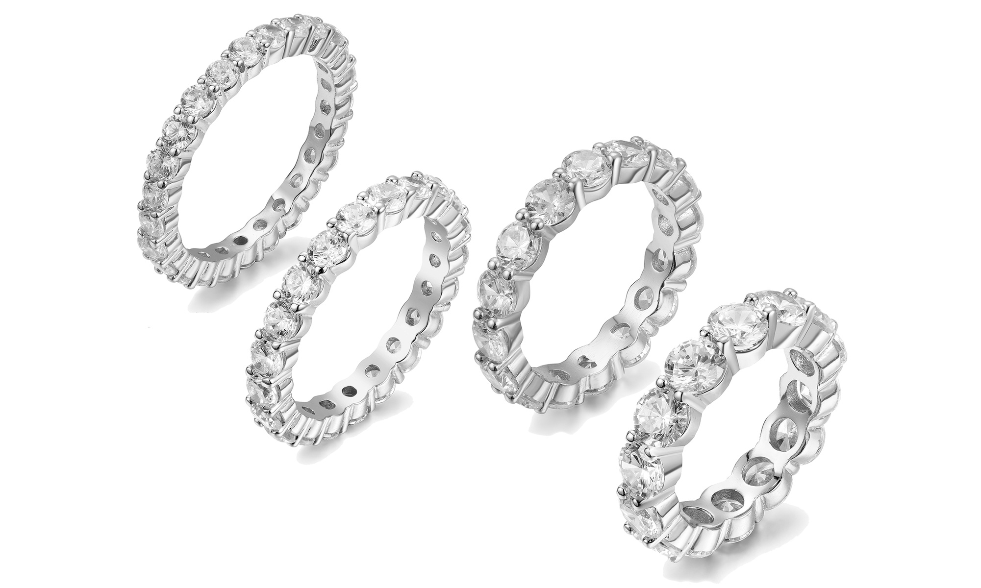 Luxury Cubic Zirconia Eternity Ring Collection in Sterling Silver 