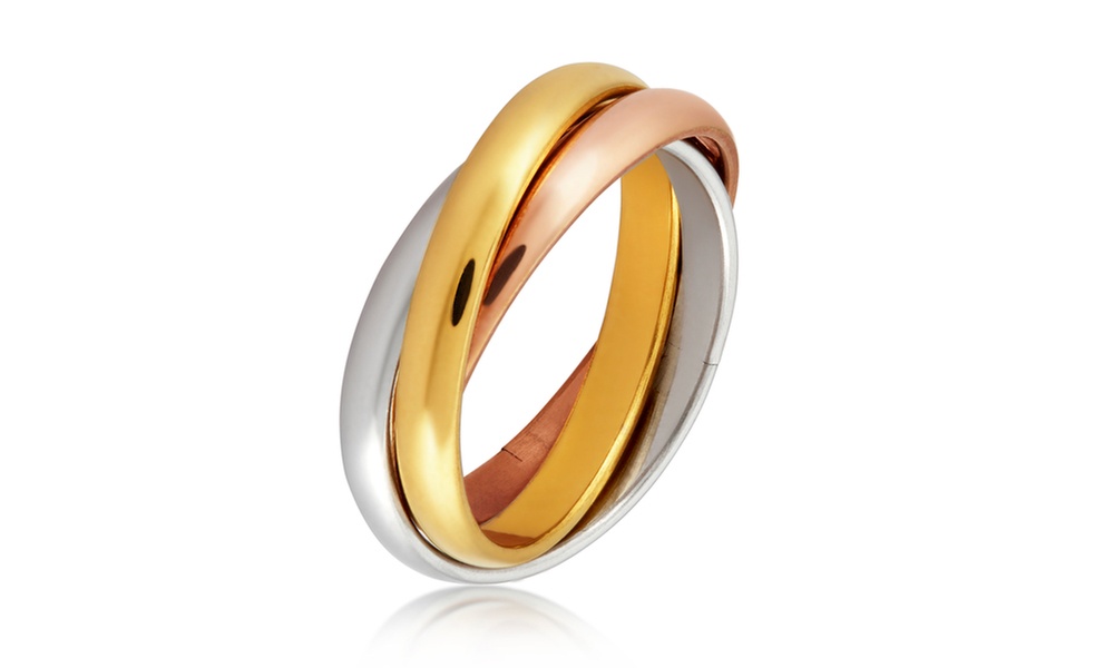 Tri-Color Stainless Steel Intertwined Triple Band Ring