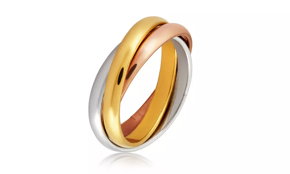 Tri-Color Stainless Steel Intertwined Triple Band Ring - Primary Image