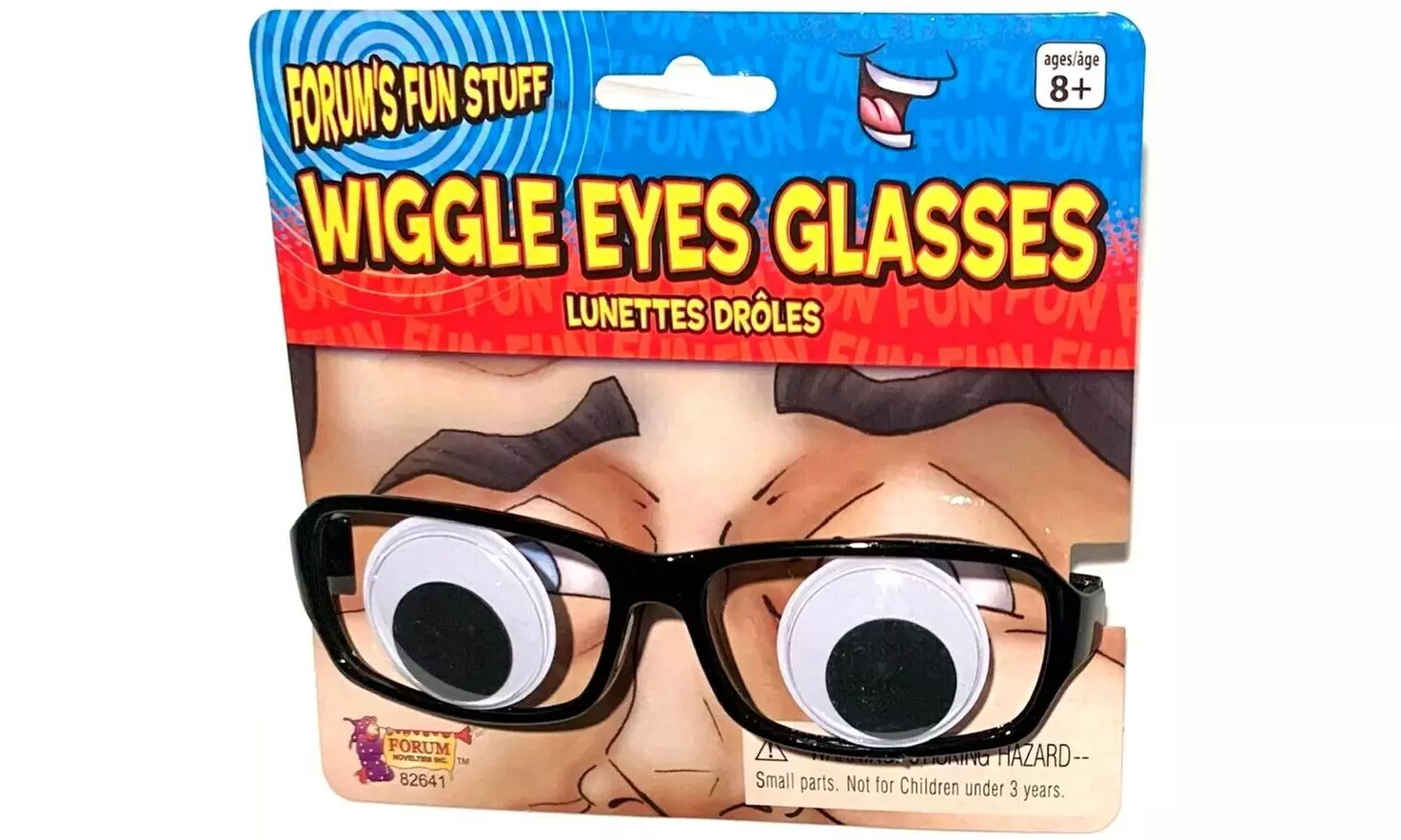 WIGGLE EYES GLASSES Funny Cartoon Googly Moving Eyeballs Black Frames Joke Clown - Primary Image