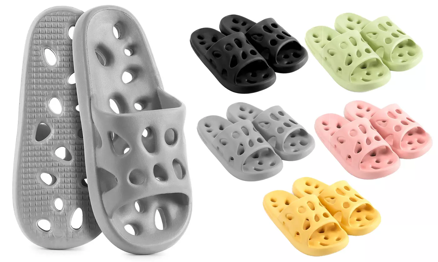 Non Slip Bathroom Shoes Quick Drying Beach Pool Slides Sandals Drain Holes - Primary Image