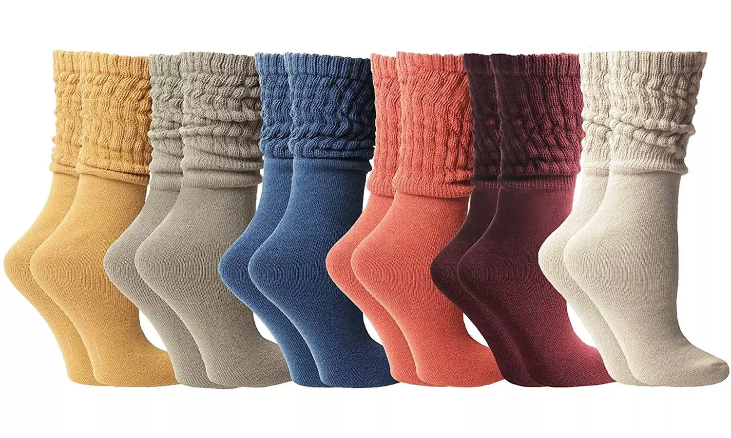 6 Pairs of Womens Slouch Socks, Scrunchie Boot Sock Colorful