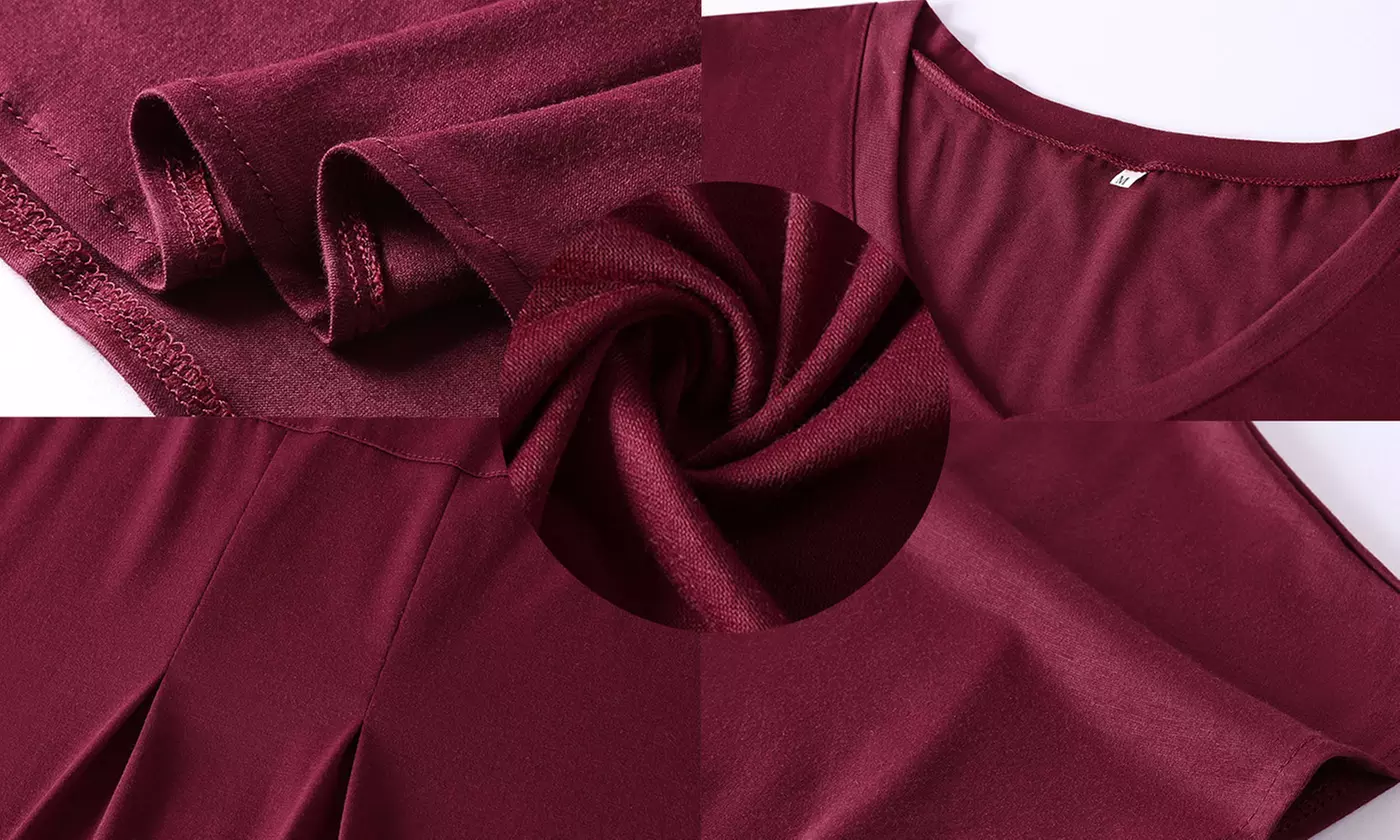 Women's Casual V-Neck Short Sleeve Side Slit Maxi Dress with Pockets