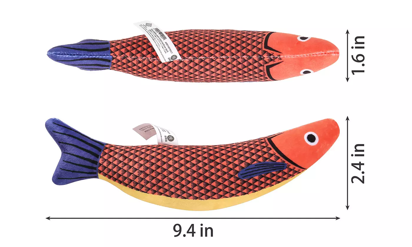 Set of 3 Fish Cat Toys with Crinkle Sound