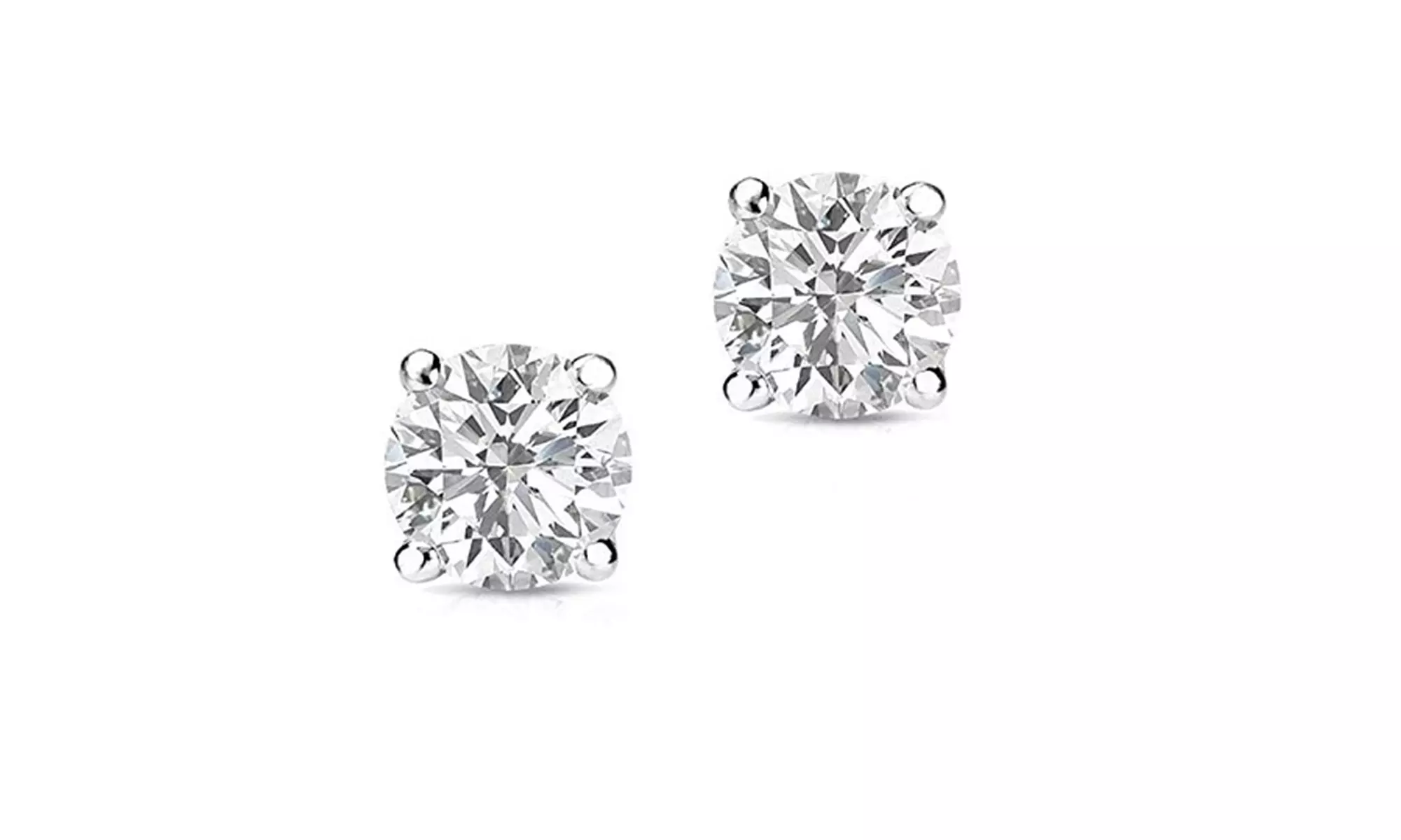 Paris Jewelry 14K White Gold Plated 0.80Ctw Round Cubic Zirconia Stud Earrings - Primary Image