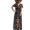 Image 1: Bohemian Floral Printed Wrap V Neck Short Sleeve Split Beach Party Maxi Dress