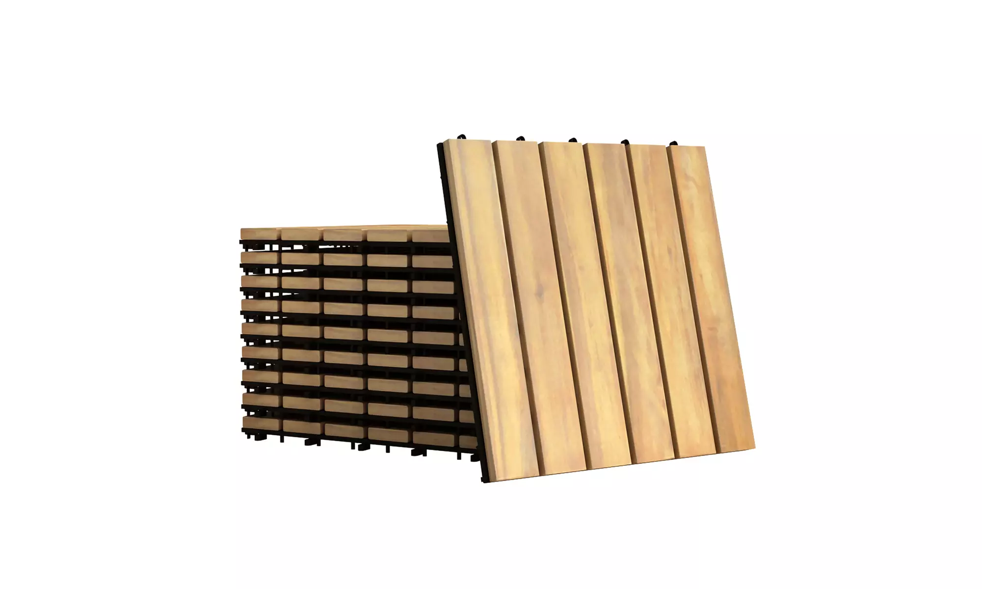 12'' x 12'' Acacia Wood Deck Patio Pavers Stripe Pattern