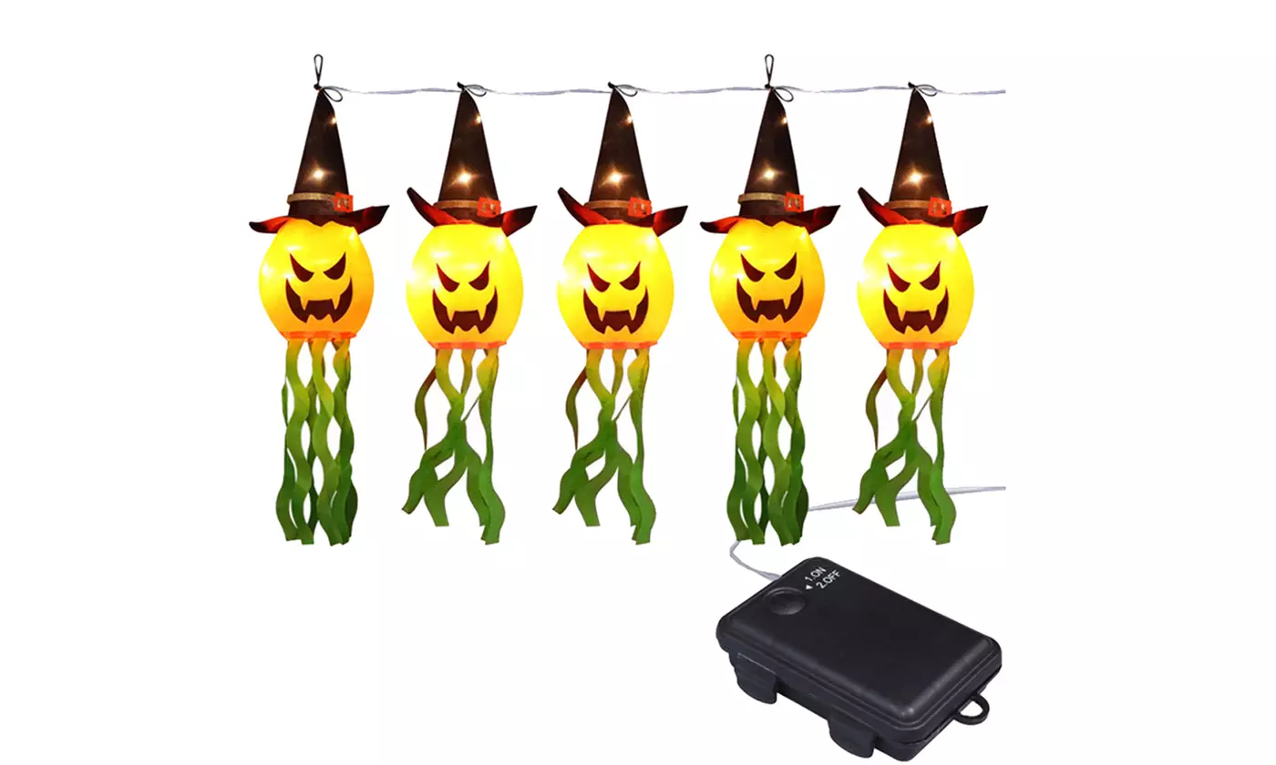Halloween Light Up Hanging Glowing Ghost Pumpkin Flying Ghost Decoration
