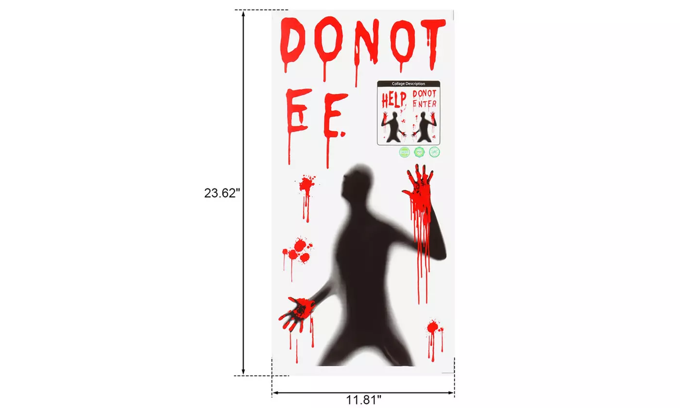 Halloween Bloody Window Clings Ghost Handprint Bloodstains PVC Stickers