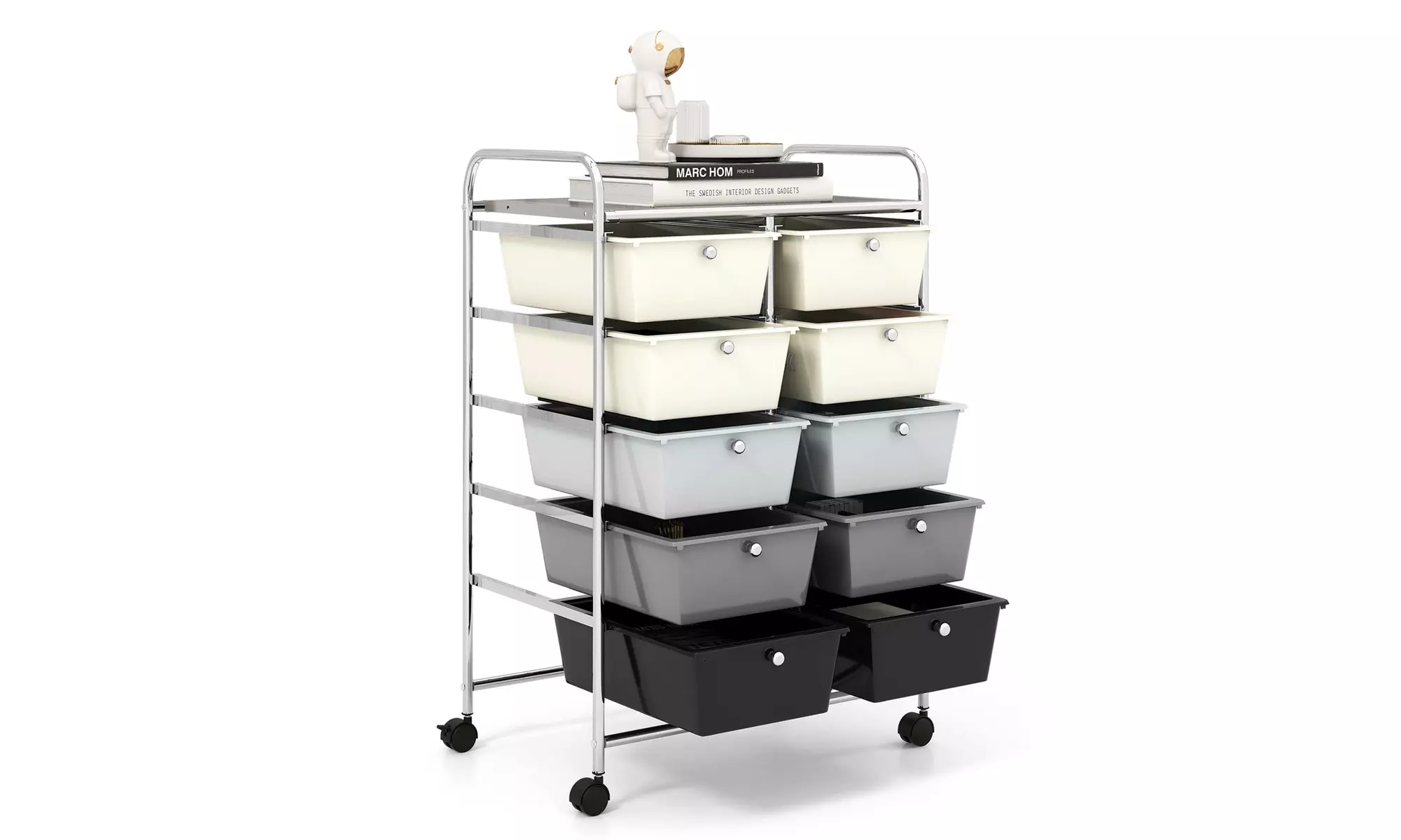 Costway 10-Drawer Storage Cart Utility Rolling Kitchen  Trolley Organizer
