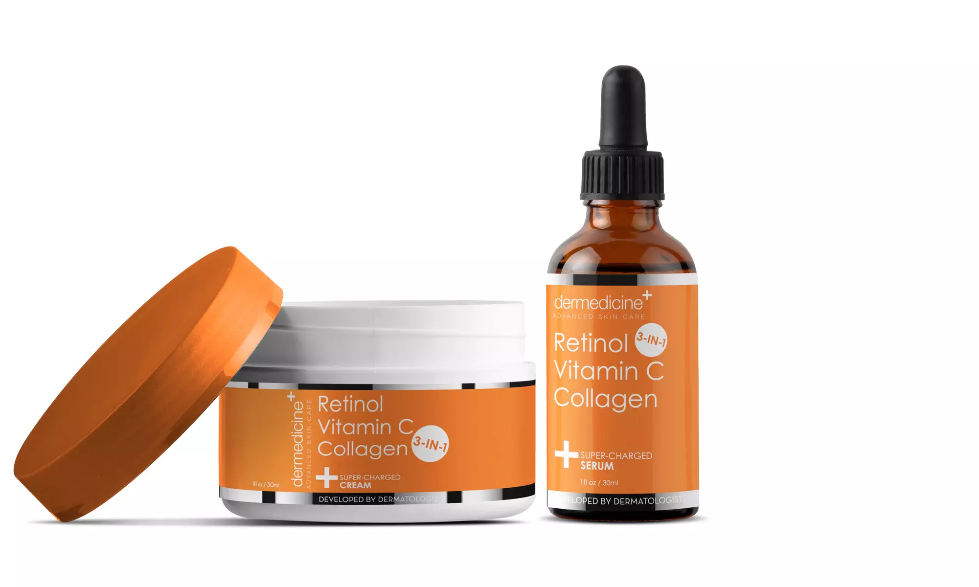 Dermedicine 3-in-1 Anti-Aging Super Charged Bundle: Serum 1oz & Cream 1oz