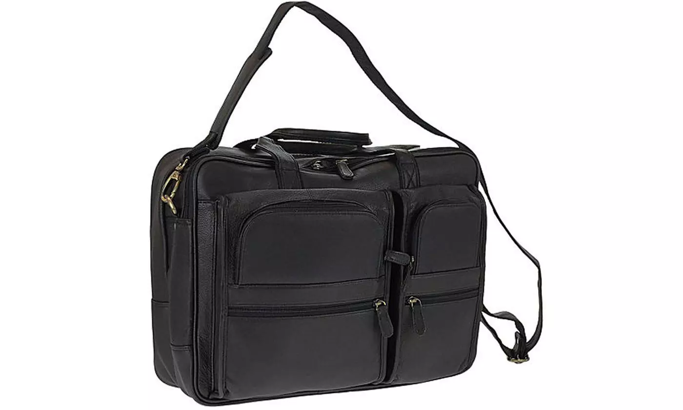 Genuine Leather Double Gusset Briefcase With Laptop Sleeve - Primary Image