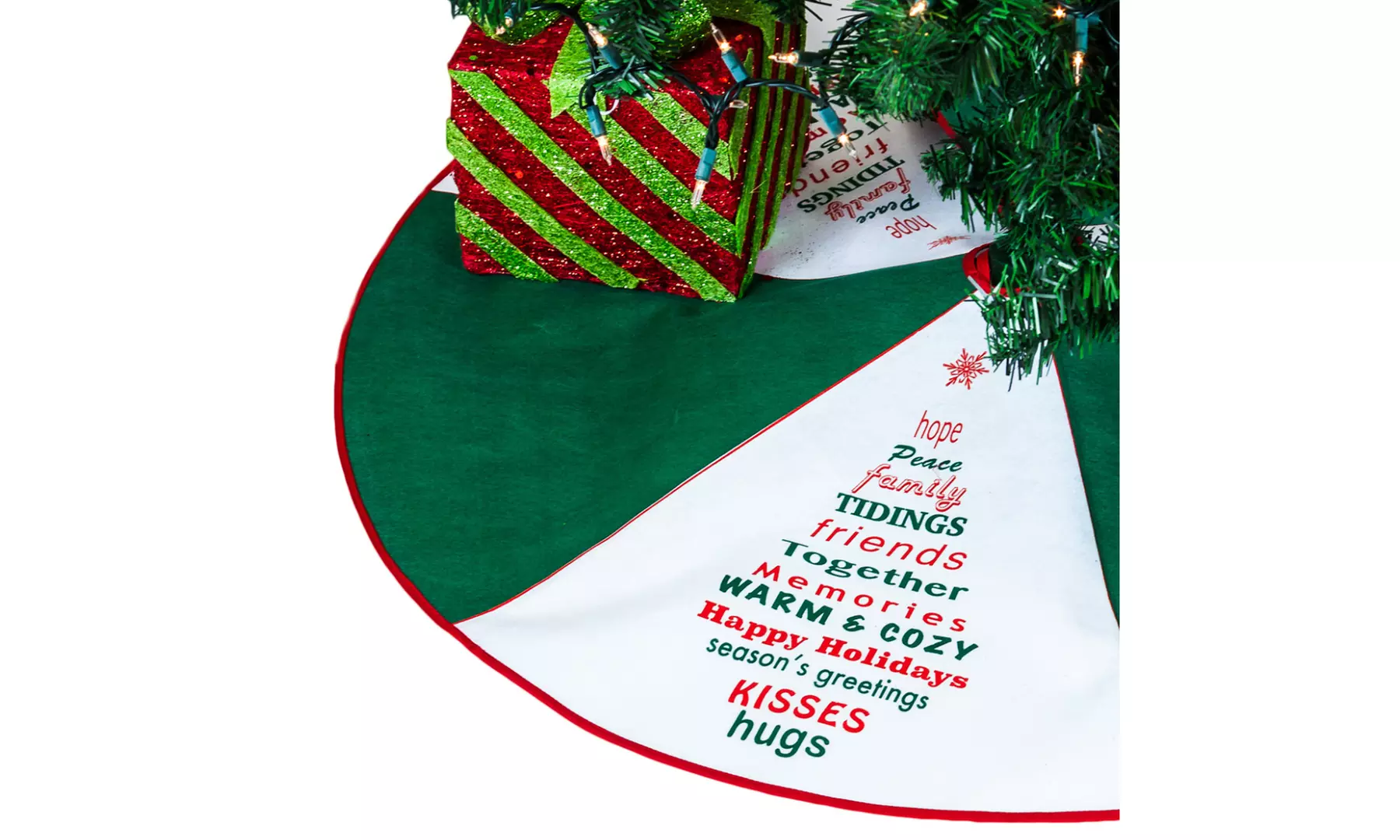 Merry & Bright Holiday Christmas Tree Skirts with Festive Design