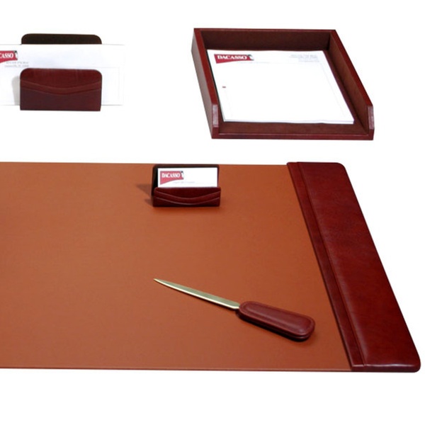 Dacasso Mocha Leather 7 Piece Desk Set