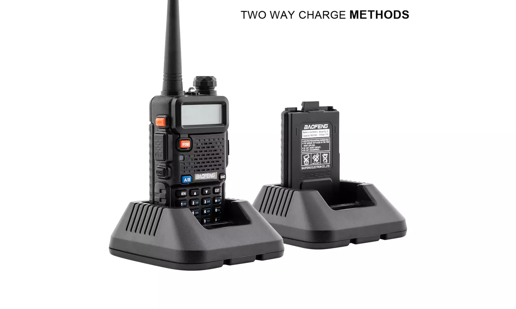 1.5" LCD 5W 136-174MHz/ 400-520MHz Dual Band Walkie Talkie w/ 1-LED Flashlight - Primary Image