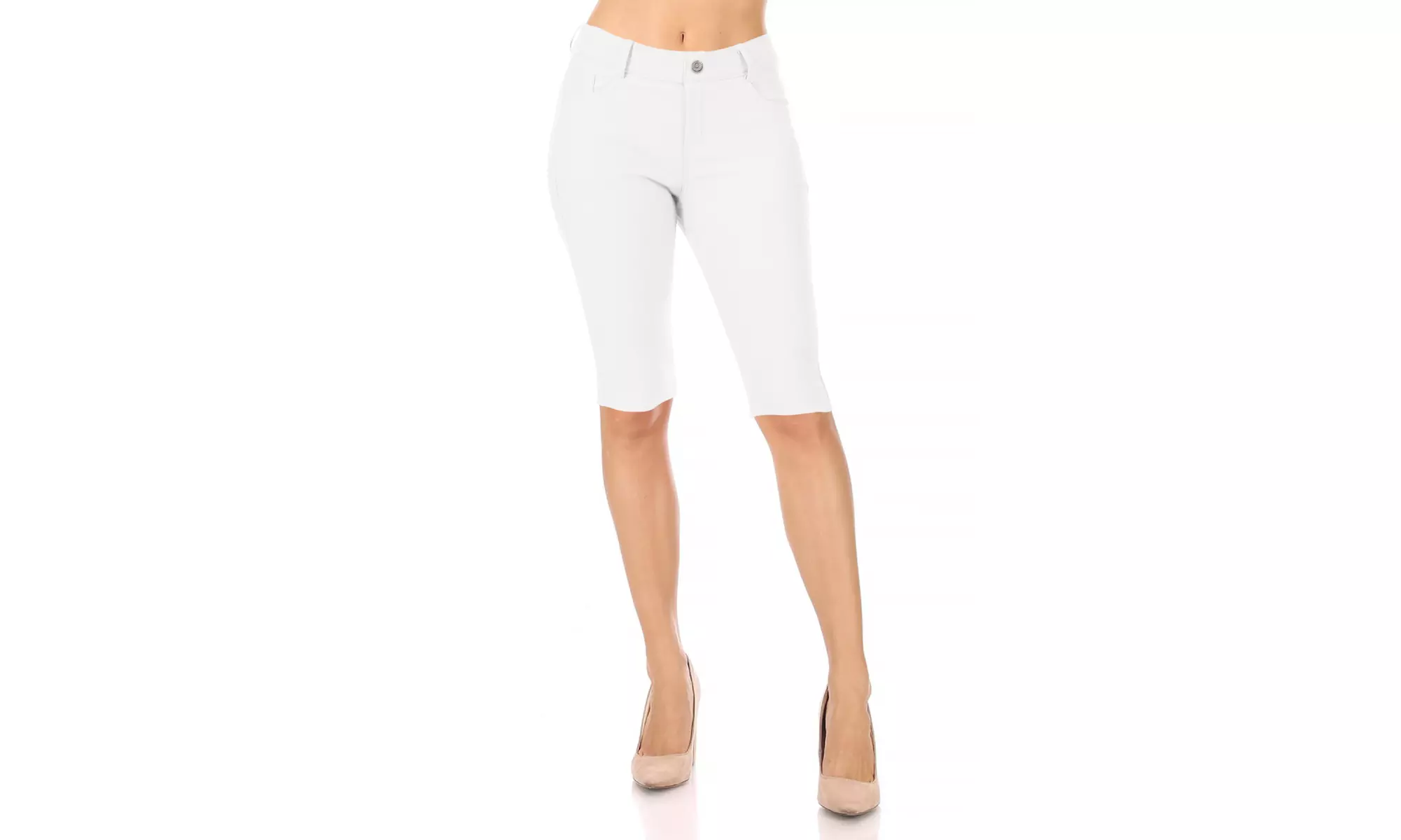 Women's Casual Solid High Waist Slim Fit Bermuda Shorts