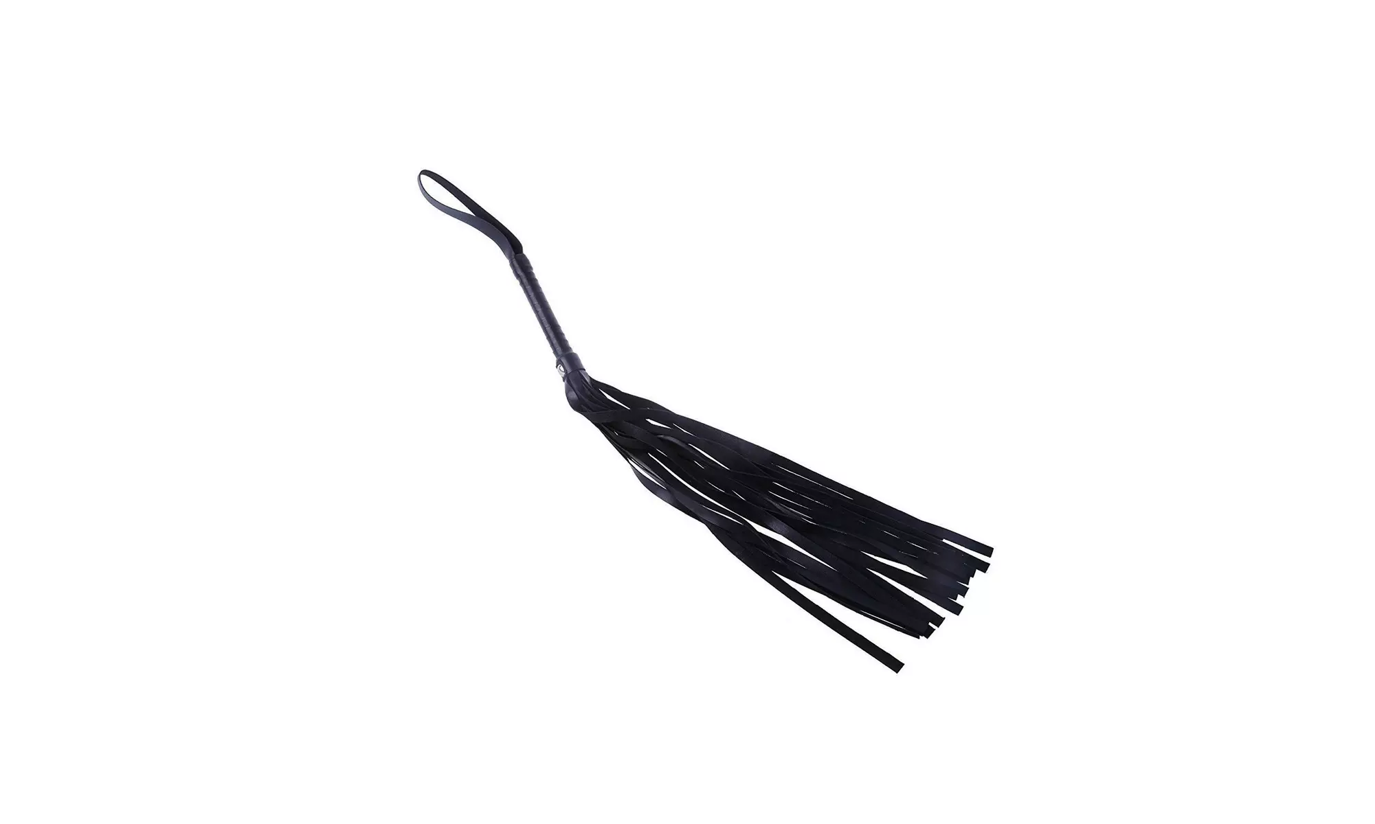 Faux Leather Black Flogger Cat Tails Hand Whip - Adult Party Supply Novelty - Second Medium