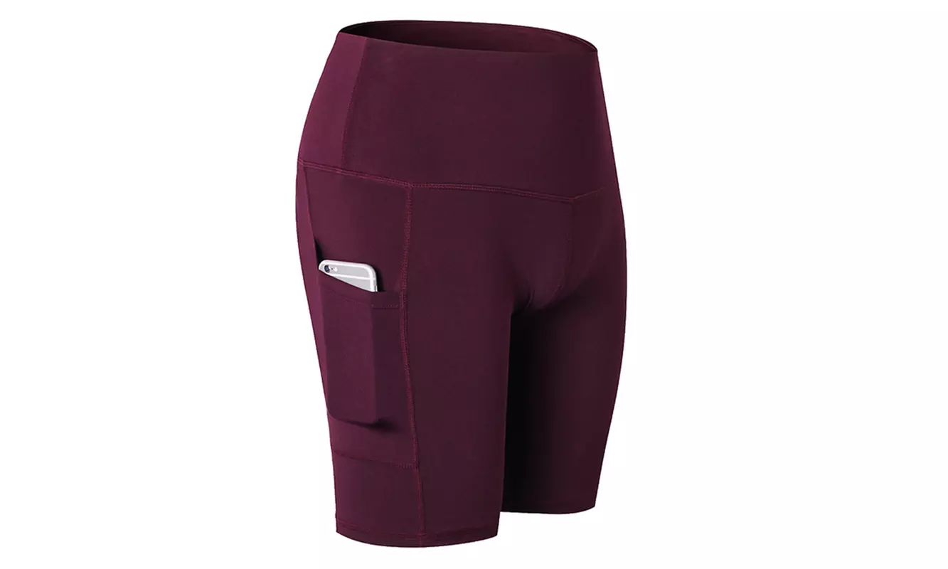 Women's High Waist Biker Shorts  with Phone Pocket