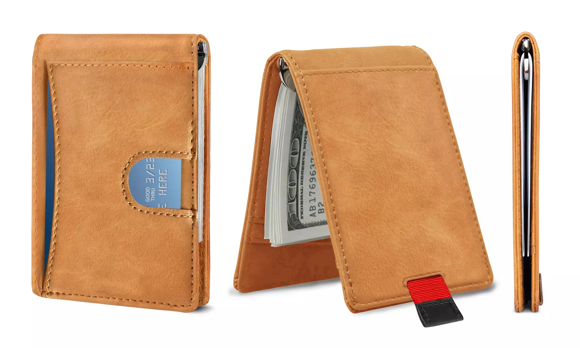 Men's Slim Wallet with Money Clip 