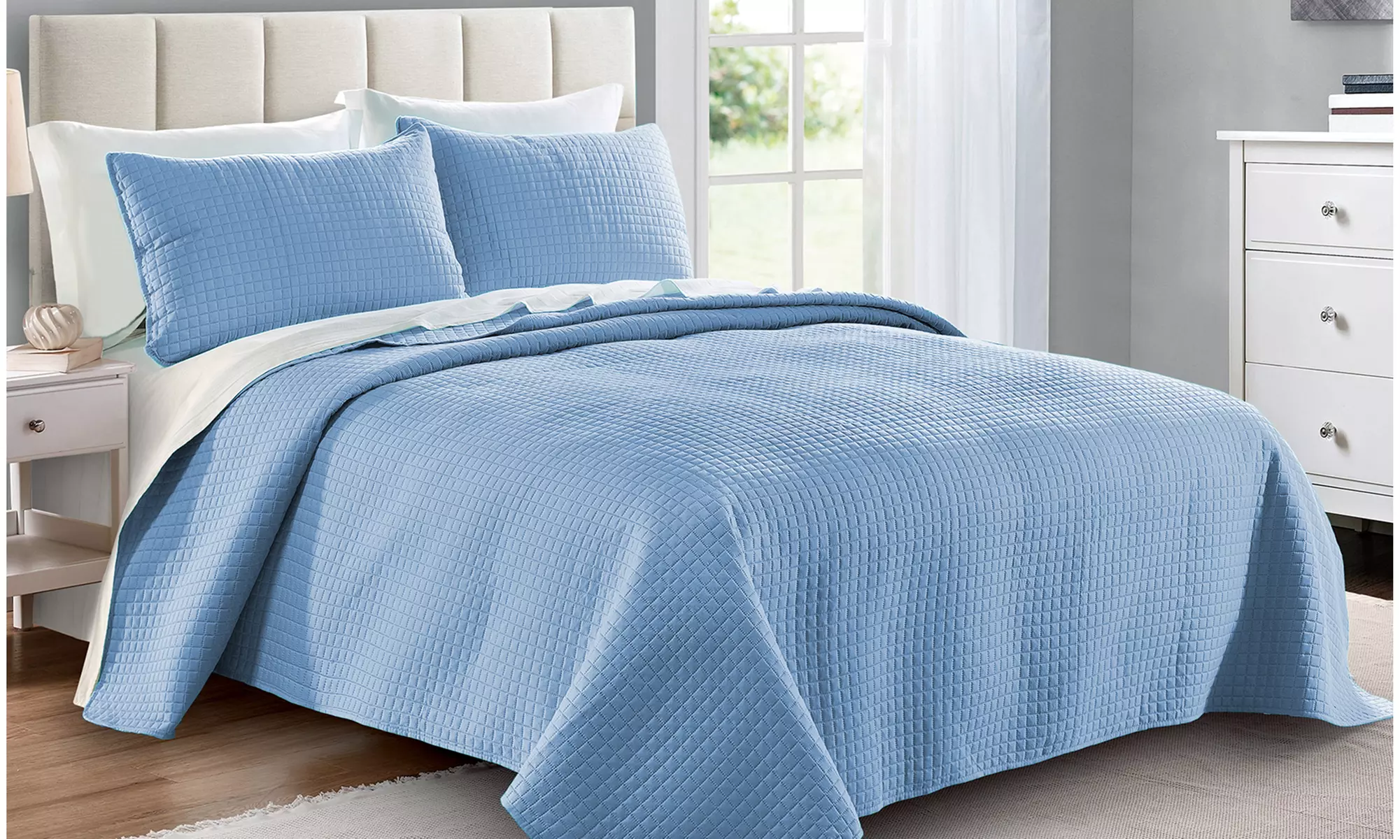 Reversible Oversized Bedspread Coverlet Quilt Set, Square (2- or 3-Piece) - Primary Image