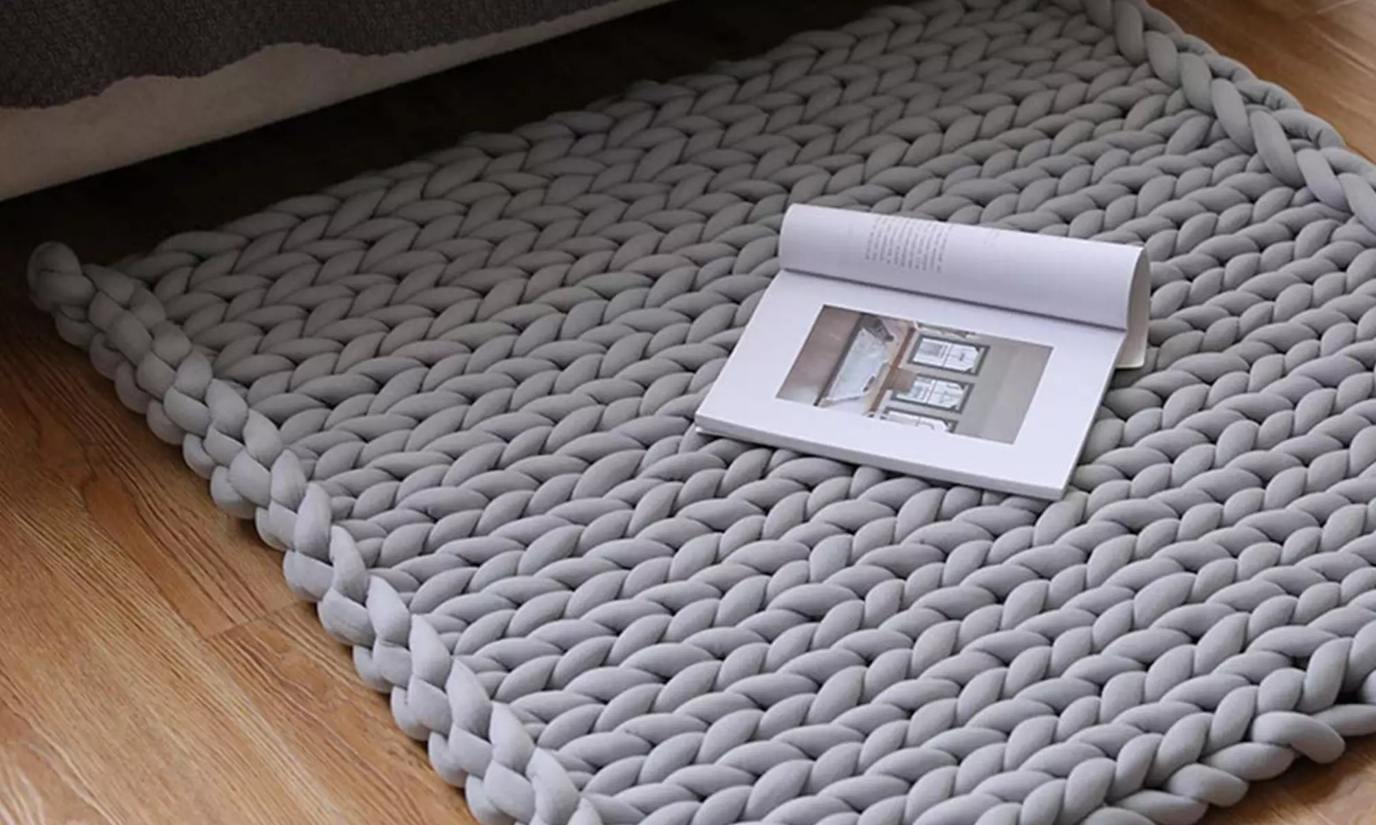 Chunky Knit Blanket Throw Super Soft Warm Crochet Blanket for Sofa, Bed, Couch  - Primary Image
