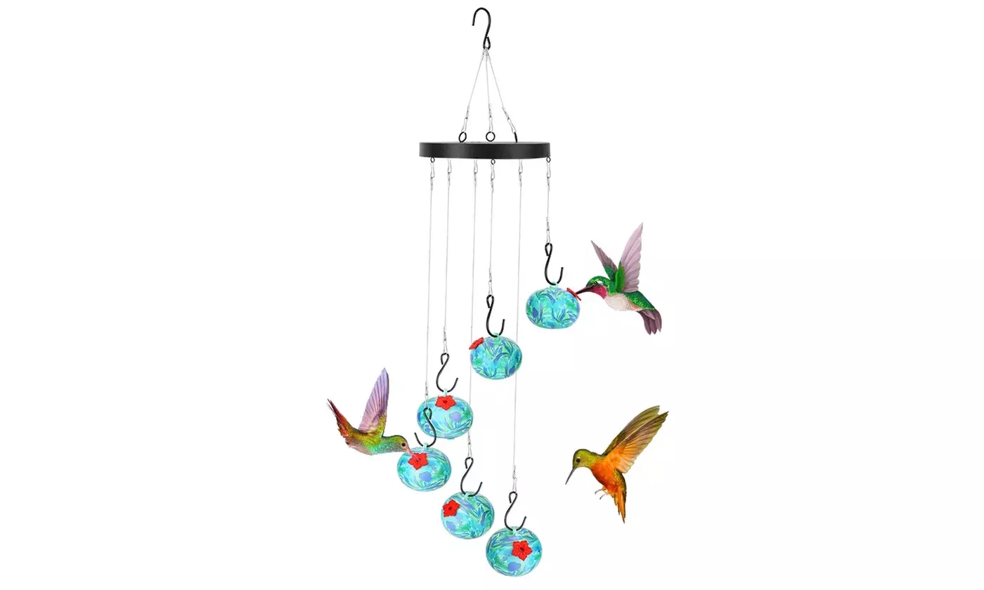 iMounTEK Charming Wind Chimes Outdoor Hanging Hummingbird Feeders