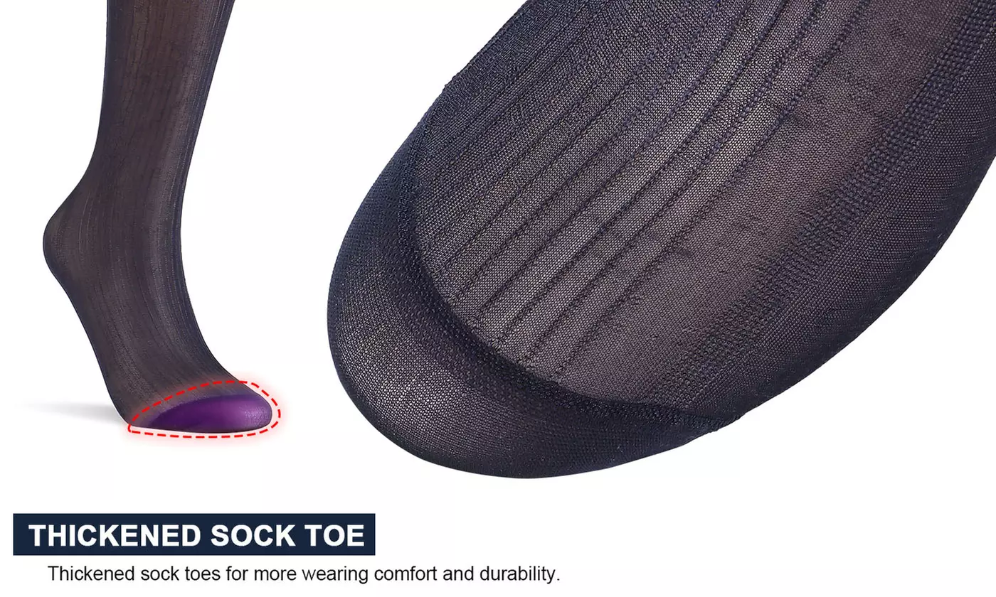Wide Striped Sheer Dress Sock Silk High Thin Breathable Socks