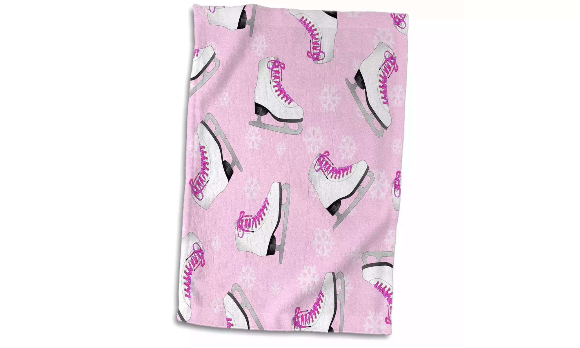  Towel - Figure Skating - Skate and Snowflake Print - Pale Pink - 15 by 22-in - Primary Image