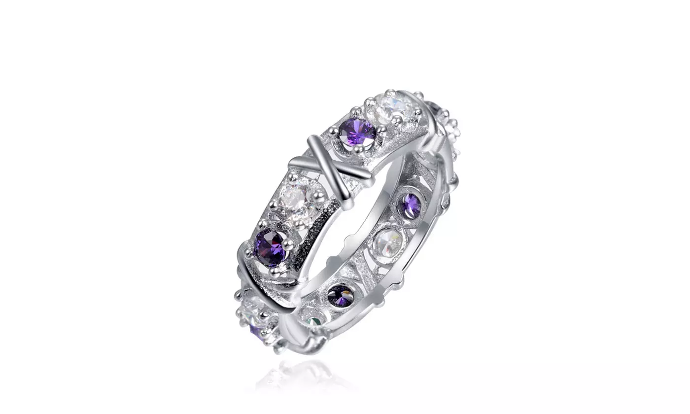 Creative fashion two-color cubic zirconia ladies cross ring - Primary Image