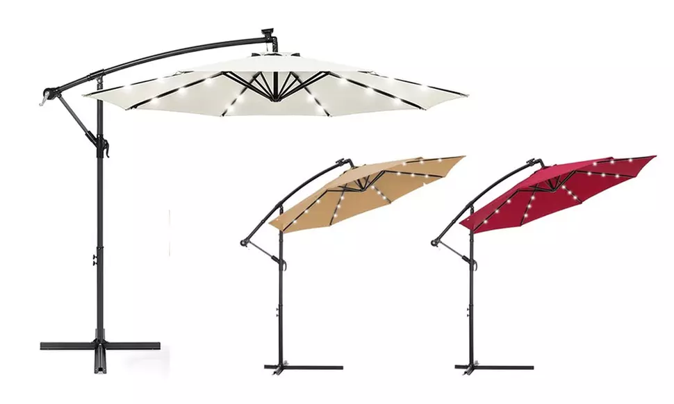 10ft Solar LED String Light Cantilever Patio Umbrella  - Primary Image