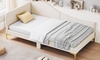 Costway Twin/Full Upholstered Daybed Rivet-Tufted Platform Bed with Metal Legs