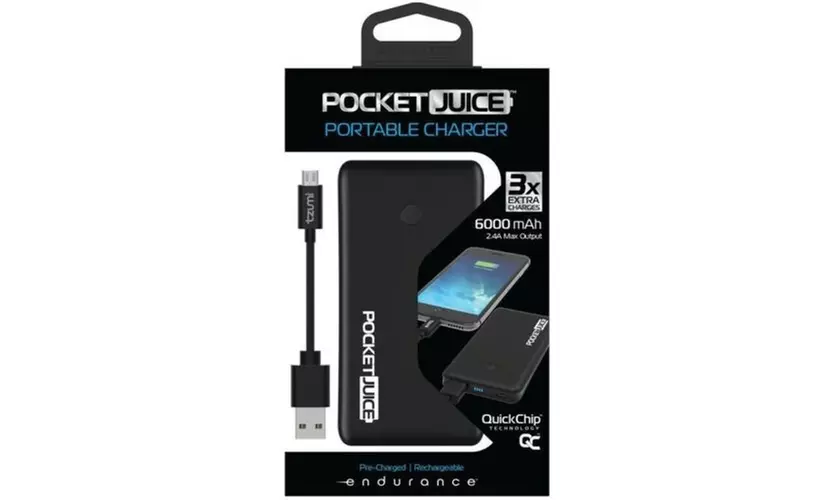 Tzumi Pocket Juice 6000 mAh Slim Power Bank Portable Dual USB Charger Fast - Primary Image