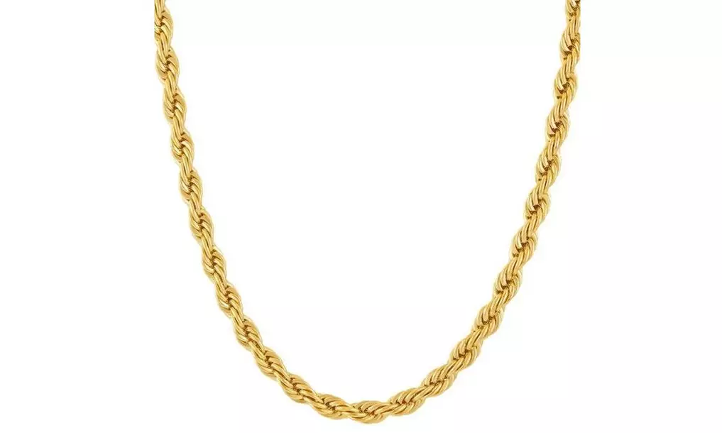 24K Gold Chain Necklace 5mm Rope - The Look & Feel of Solid Gold - Primary Image