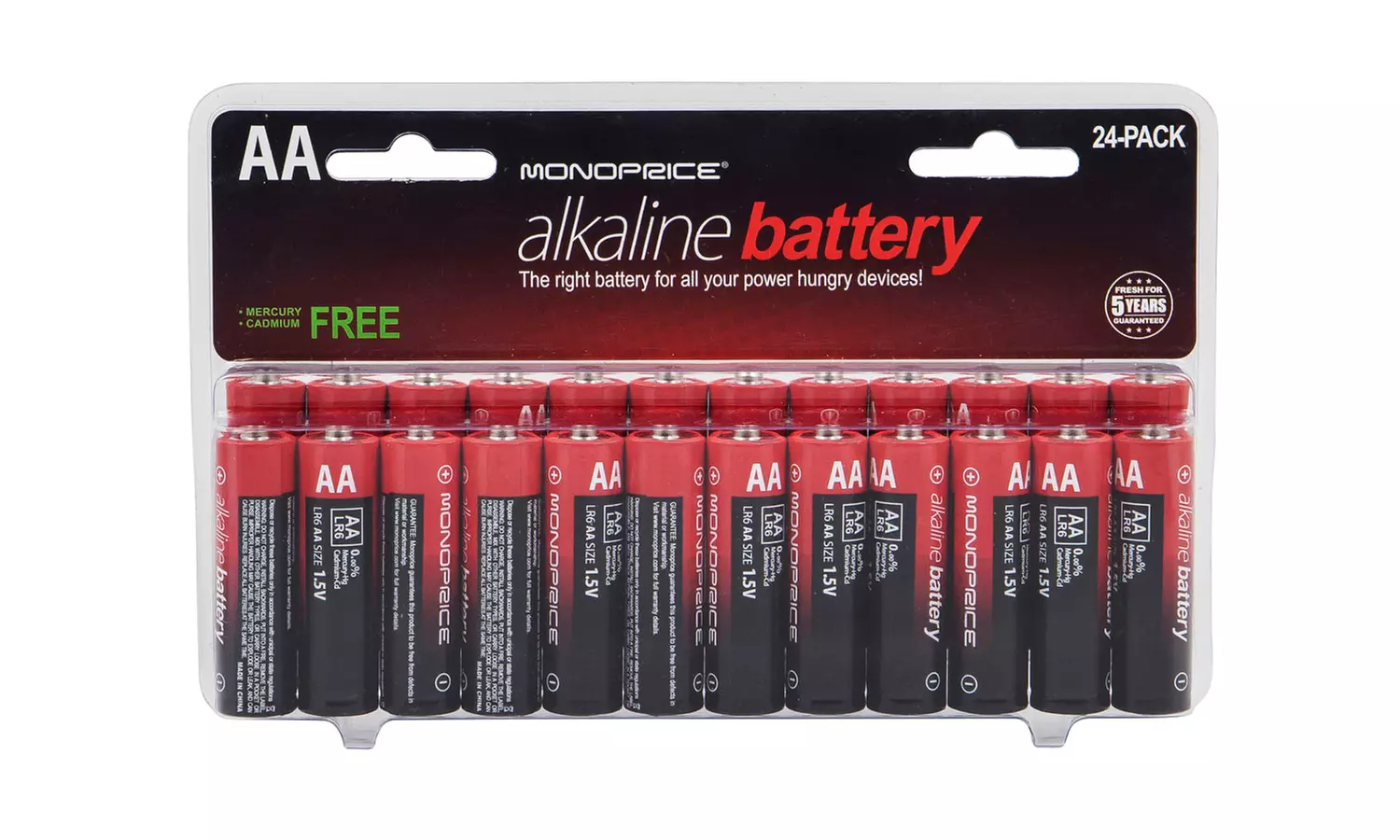 Monoprice AA Alkaline Battery, 24 Pack - Primary Image