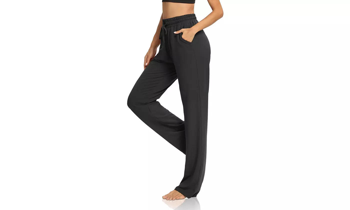 Womens Wide Leg Yoga Sweatpants Lounge Pajamas Pants