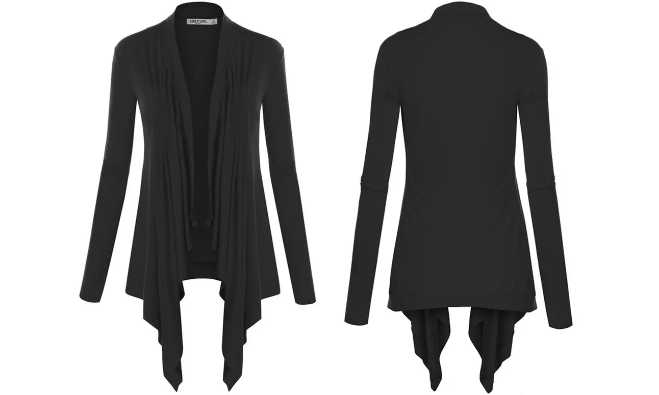 Made by Johnny Women's Basic Draped Long Sleeve Open Front Knit Cardigan