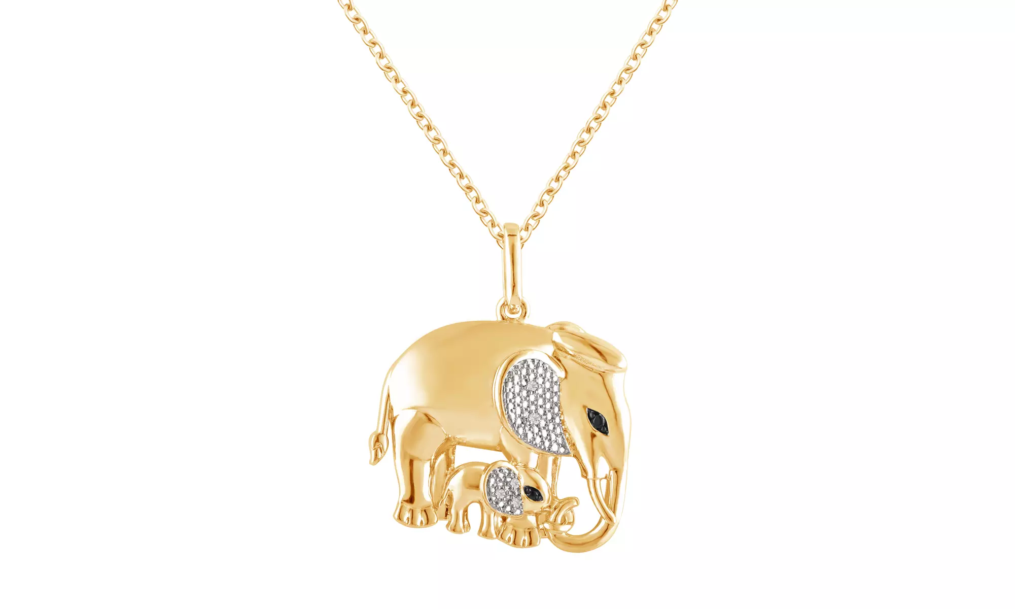 Diamond Accent Single Diamond Elephant Mom And Baby Pendant By DiamondMuse