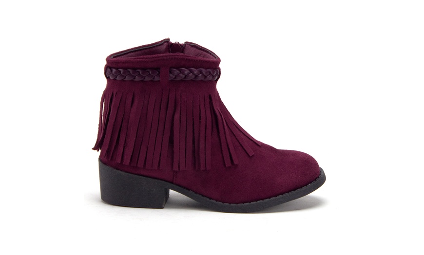 Burgundy clearance fringe boots