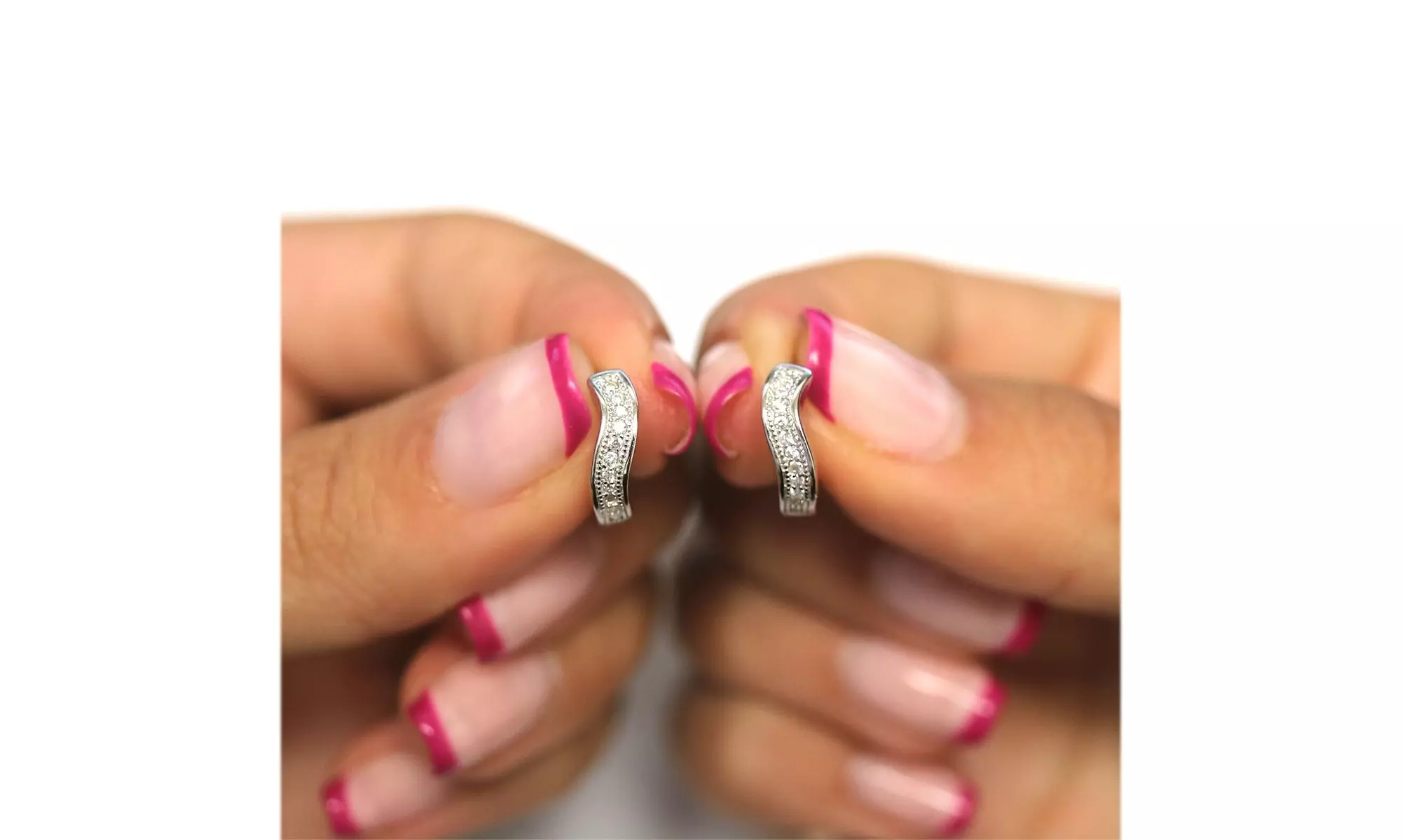 925 Sterling Silver Cubic Zirconia Huggie Hoop Earrings 3 Styles