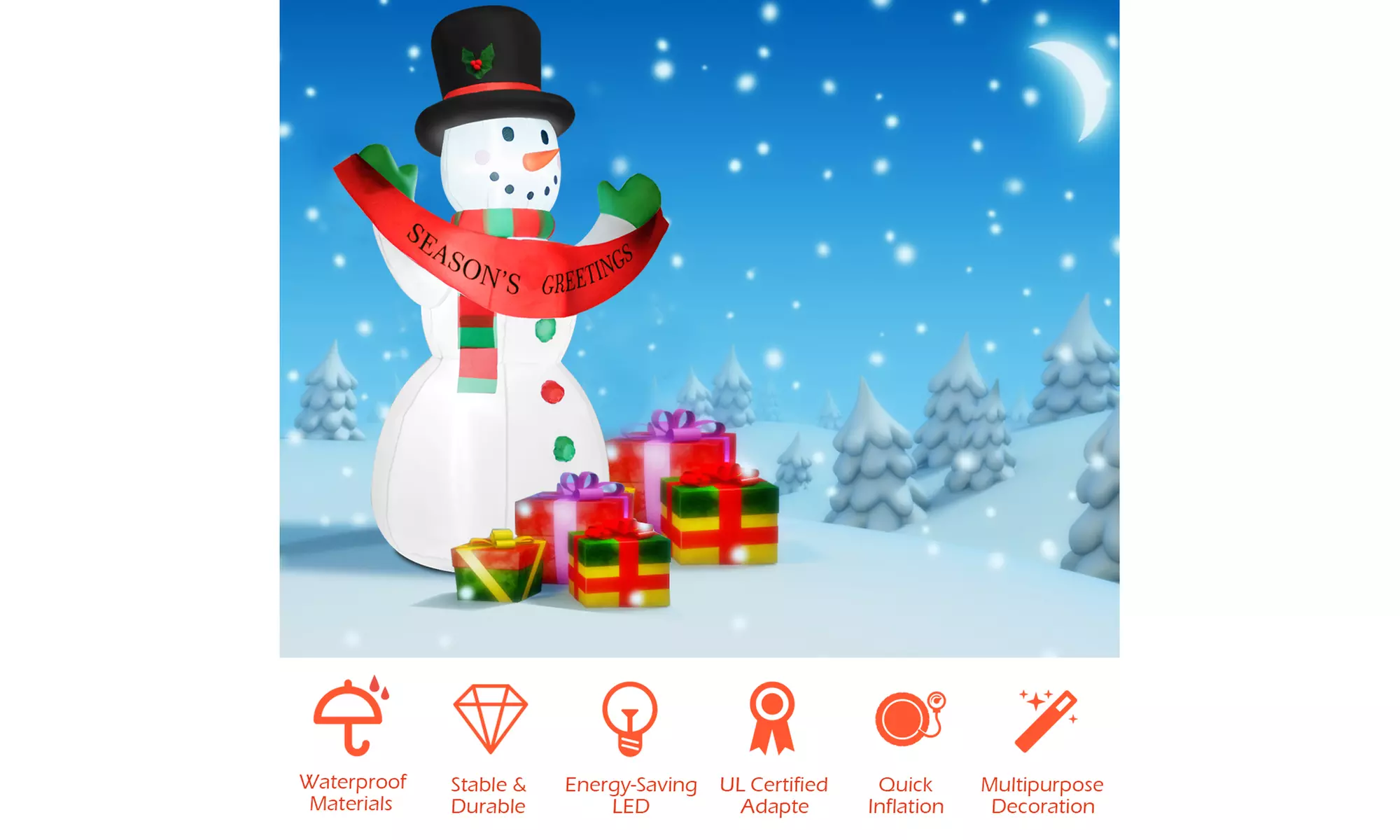 Costway Inflatable 6FT LED Christmas Snowman Blow-Up Holiday Party Decorations