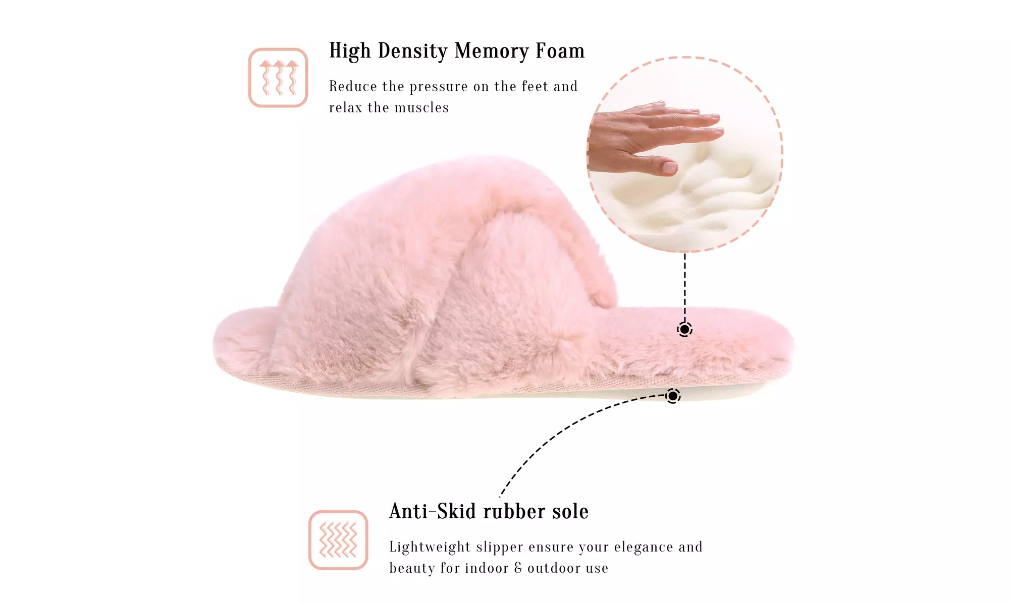Womens Faux Fur Cross Slide Slippers Warm Memory Foam Indoor Outdoor Shoes